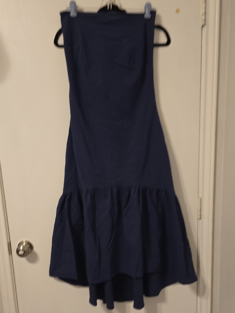 Pinch Navy Blue Sleeveless Dress with Ruffled Hem
